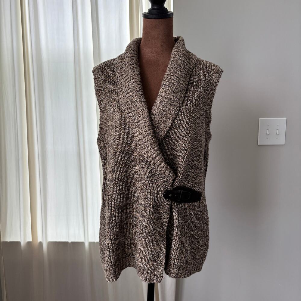 90s Vintage Charter Club Cardigan Petite M Metallic Brown Wrap Sweater Boho